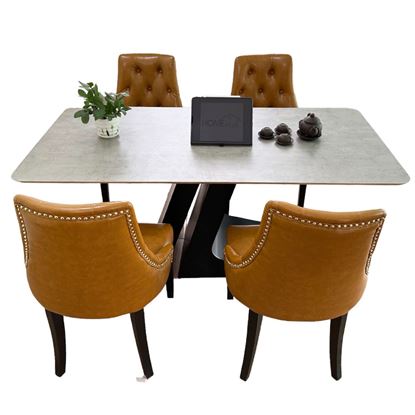 Bộ Bàn Ăn Gỗ Plywood và 4 Ghế Nệm Lưng Cao CBBA089