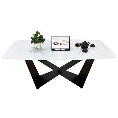 Bàn ăn chữ nhật 140/160x80cm mặt đá chân sắt BA68119