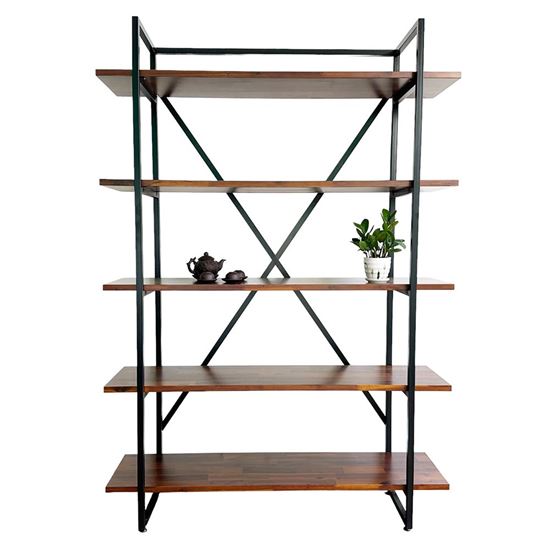 Kệ sách 5 tầng gỗ tràm khung sắt KS68174
