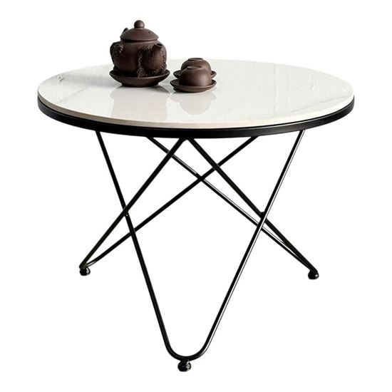 Bàn sofa tròn mặt đá chân sắt chữ V TT86220