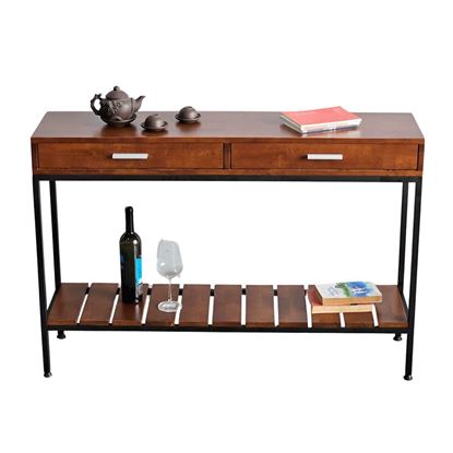 Bàn console 2 tầng có ngăn kéo gỗ khung sắt CST045
