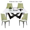 Bộ bàn ăn mặt đá và 4 ghế ăn lưng cao nệm da CBBA096