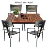 Bộ bàn ngoài trời gỗ tràm và 4 ghế sắt có tay vịn CBBA104