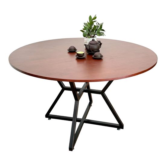Bàn ăn tròn 1m2 gỗ cao su chân sắt BA68135