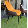 Ghế ăn nệm da chân sắt đế mạ vàng GA68034