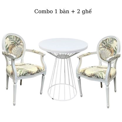 Bộ bàn cafe và 2 ghế Louis có tay - CBCF180