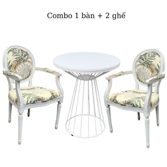 Bộ bàn cafe và 2 ghế Louis có tay - CBCF180