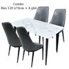 Bộ Bàn Ăn Mặt Đá Và 4 Ghế Nệm Xám CBBA077