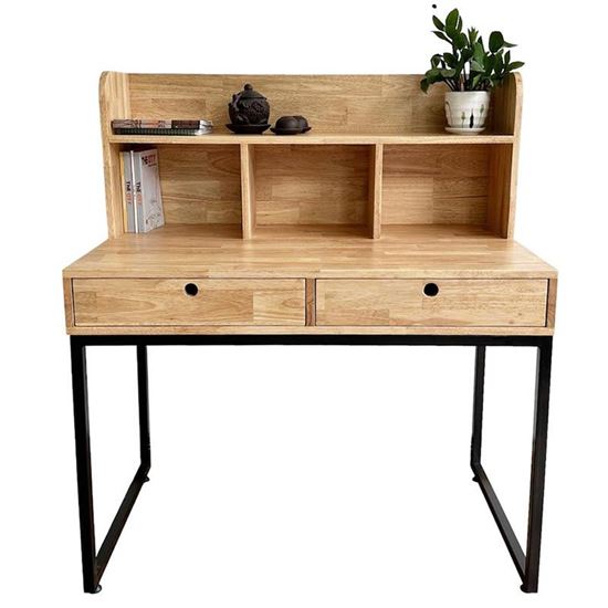 Bàn kết hợp kệ gỗ cao su chân sắt BD68088