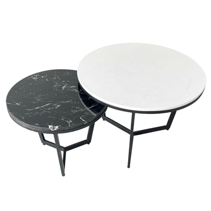 Bàn sofa, bàn trà đôi mặt đá chân sắt TT68205