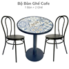 Bộ bàn cafe mặt bàn gạch hoa văn và ghế sắt CBCF165