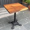 Bàn cafe vuông gỗ me tây chân gang mỹ nghệ BMT069