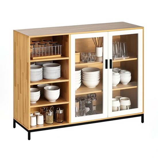 Tủ trang trí phòng ăn gỗ cao su chân sắt TPA004