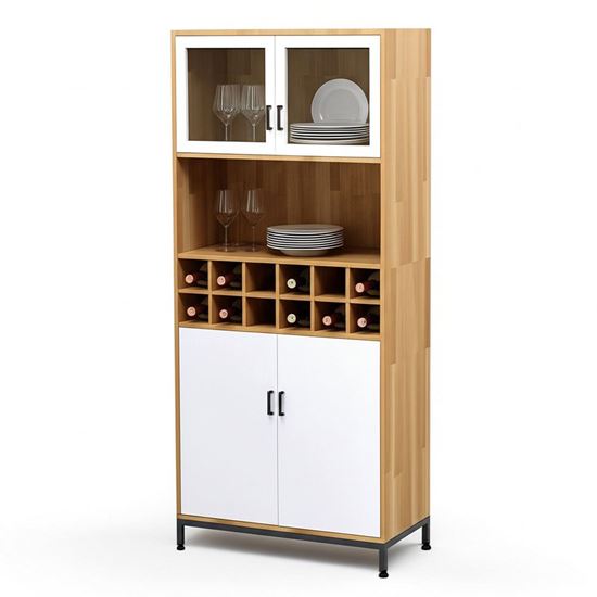 Tủ phòng ăn kết hợp tủ rượu gỗ cao su chân sắt TPA011