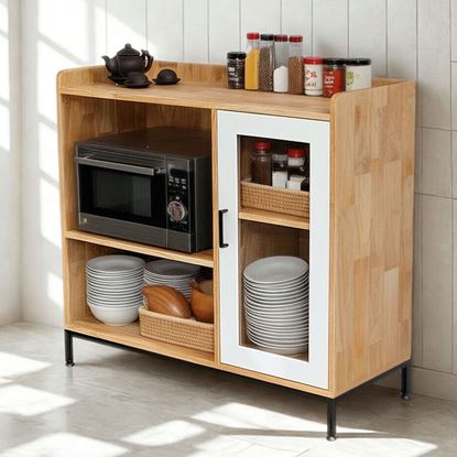 Tủ phòng ăn 100x40x92cm gỗ cao su chân sắt TPA008