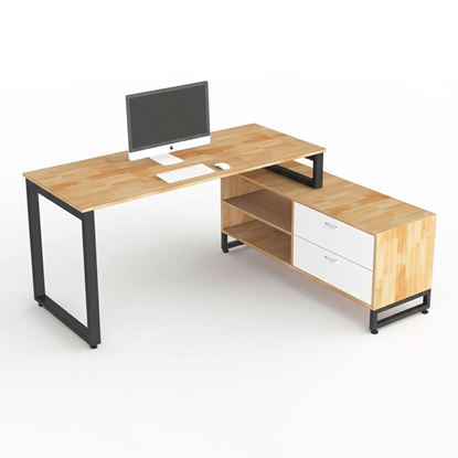 Bàn giám đốc chân bàn gác tủ gỗ cao su chân sắt BGD68063