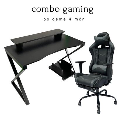 Bộ Bàn Ghế Gaming Đen Kèm Phụ Kiện CBG68025