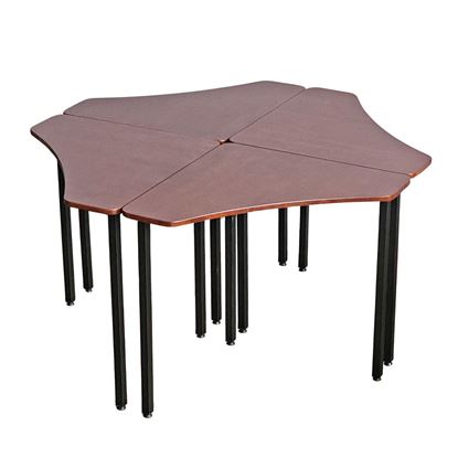 Cụm 4 bàn tam giác 70x70cm gỗ cao su chân sắt HBLG034