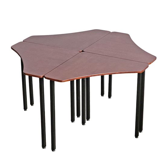 Cụm 4 bàn tam giác 70x70cm gỗ cao su chân sắt HBLG034
