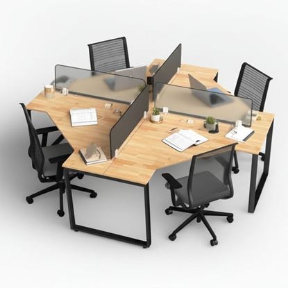 Bàn làm việc cụm 4 gỗ cao su chân sắt BCVP001