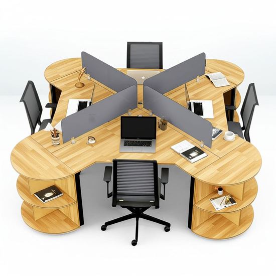 Bàn cụm 4 hoa mai kết hợp tủ đầu bàn BCVP003