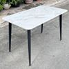 Bàn ăn 120cm chân sắt mặt đá vân mây BA68092