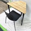Bàn hình thang mini gỗ cao su chân sắt tròn HBLG037