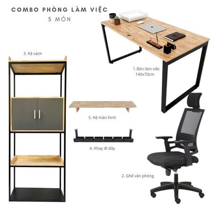 Combo nội thất phòng làm việc 5 món PLV014