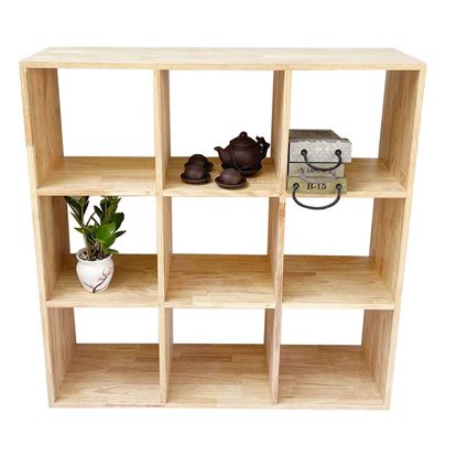 Kệ sách đơn giản 3 tầng 9 ngăn gỗ cao su KS68148