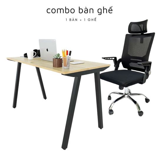 Bộ bàn ghế làm việc PLY ghế tay lật có tựa đầu CB68166