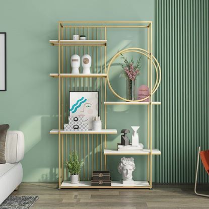 Kệ trang trí, kệ trưng bày mặt gỗ khung sắt KTB68098