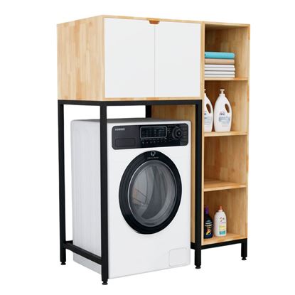 Kệ máy giặt liền tủ kệ 105x65x155cm gỗ cao su KMG68019