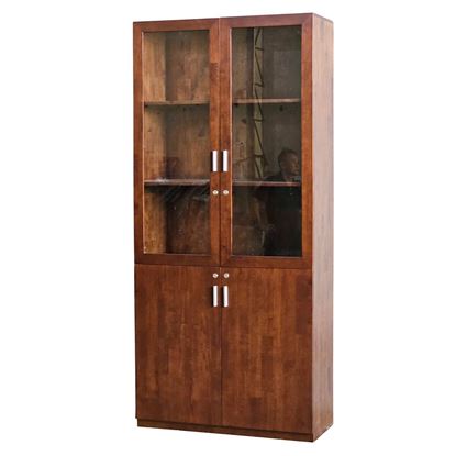 Tủ hồ sơ cửa kính có khóa 100x40x220cm gỗ cao su THS68079