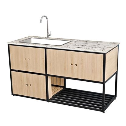 Tủ bếp dưới 150x60x85cm gỗ plywood khung sắt TBD68013