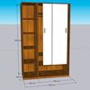 Tủ quần áo cửa lùa 130x55x200cm gỗ cao su KQA68067