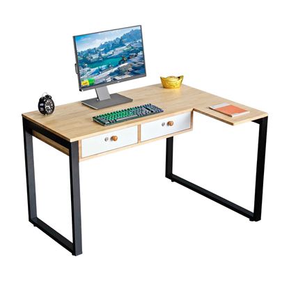 Bàn chữ L có ngăn kéo 120x90cm gỗ cao su CD68037