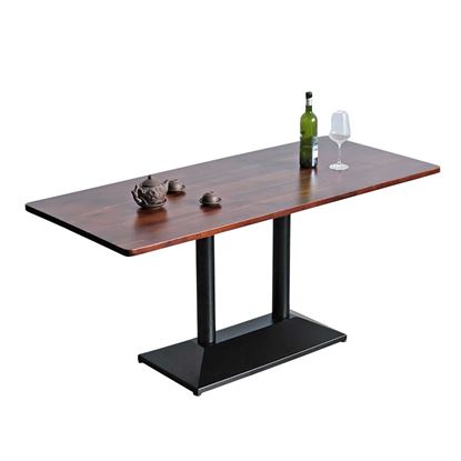 Bàn ăn chữ nhật 160x70cm gỗ tràm chân sắt đôi BA68221