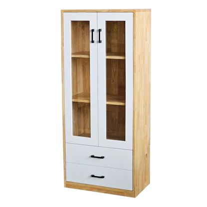 Tủ tài liệu gỗ cao su, tủ trang trí văn phòng 60x35x140cm - THS68075