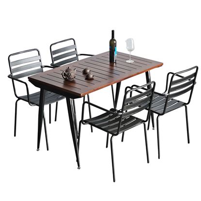 Combo bàn ngoài trời gỗ tràm và 4 ghế sắt CBNT004