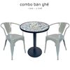 Bộ bàn ghế cafe gạch men hoa văn và 2 ghế tolix CBCF132