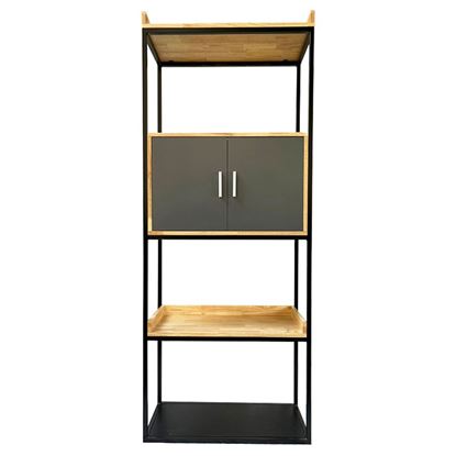 Kệ trang trí có hộc tủ gỗ cao su khung sắt KS68121
