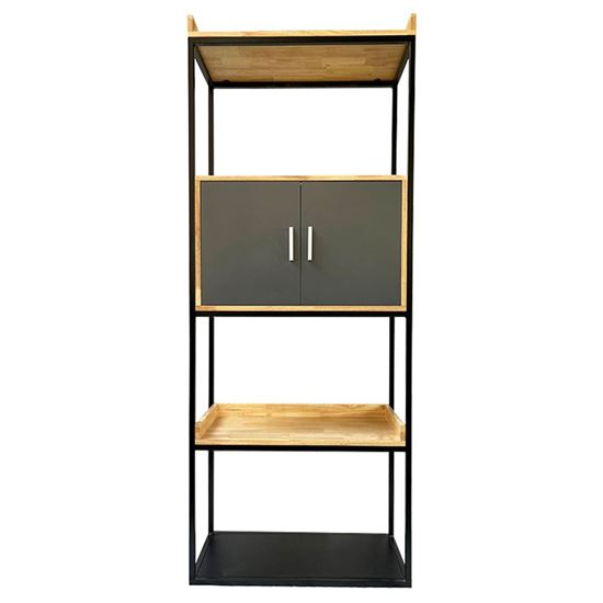 Kệ trang trí có hộc tủ gỗ cao su khung sắt KS68121