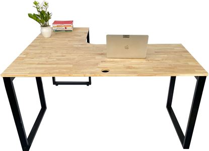 Bàn làm việc góc L 140x120cm mặt gỗ chân sắt lắp ráp CD68015