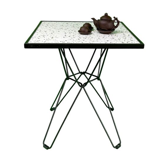 Bàn cafe vuông mặt gạch men chân sắt Lap CFD68101