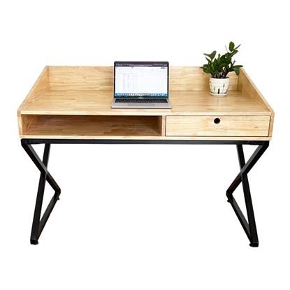 Bàn học chân sắt chữ X gỗ cao su BD68082