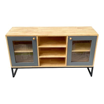 Tủ trang trí gỗ cao su khung sắt KTB68113
