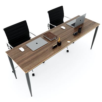 Bàn làm việc 200x60cm gỗ Plywood phủ melamin chân hệ Cone II HBCN010