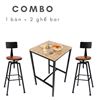 Combo Bàn Bar Vuông 60cm Và 2 Ghế Bar Nâng Hạ CBCF102