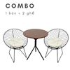 Combo Bàn Cafe Tròn 60cm Và 2 Ghế Cafe Sắt Hình Nón CBCF101