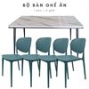 Bộ bàn ghế ăn 4 người bàn ăn mặt đá ghế nệm da CBBA041